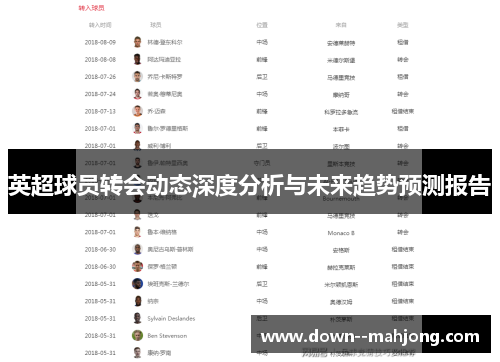 英超球员转会动态深度分析与未来趋势预测报告